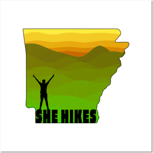 "She Hikes" Arkansas Design Posters and Art